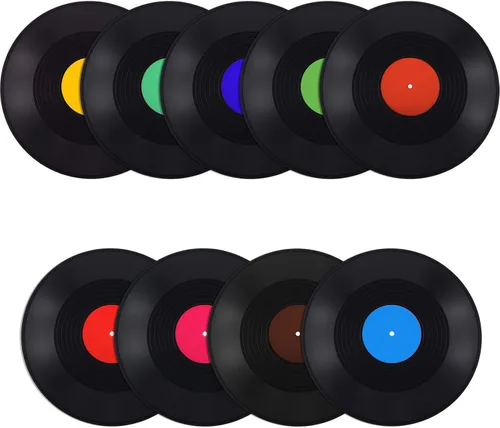 AojSup Paquete de 9 discos de vinilo en blanco de 12 pulgadas, registro vintage falso para decoración estética de habitación de pared indie, discos