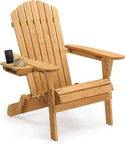 Miniatura 14 de VINGLI Silla Adirondack plegable, sillas Adirondack de madera para exteriores, sillas plegables para fogata para patio, barbacoa, porche, patio