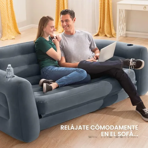 Miniatura 4 de Intex Juego de muebles inflables con sofá cama extraíble de tamaño Queen y 2 sofás cama, colchón de aire, sofá portátil, sillas de descanso, camas