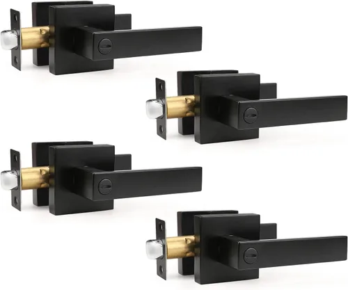 Miniatura 35 de Gobrico 1 paquete de manijas cuadradas de privacidad para puerta en acabado negro mate, manijas interiores sin llave, reversibles para puertas