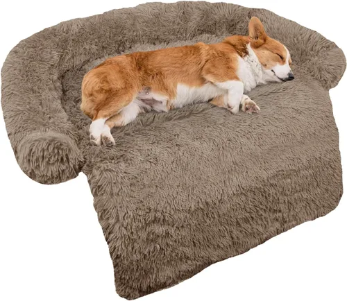 Miniatura 63 de Cama calmante para perro, tapete de felpa esponjoso para perros con protector de muebles con funda extraíble lavable para perros y gatos grandes