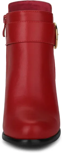 Miniatura 3 de Allegra K Botines de tacón grueso con hebilla circular y punta redonda para mujer