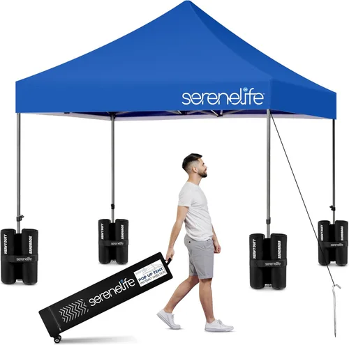 Miniatura 18 de SereneLife - Tienda de campaña desplegable de 10 x 20 pulgadas, toldo plegable, con parte superior de tienda impermeable, bolsa de transporte Blanco