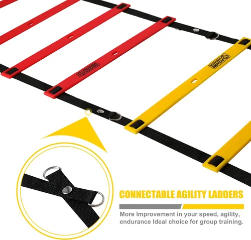 Miniatura 4 de Escalera de agilidad POWER GUIDANCE (6.1 metros) con conos para entrenamiento de velocidad y agilidad y ejercicio de pies rápidos - Equipo de Rojo