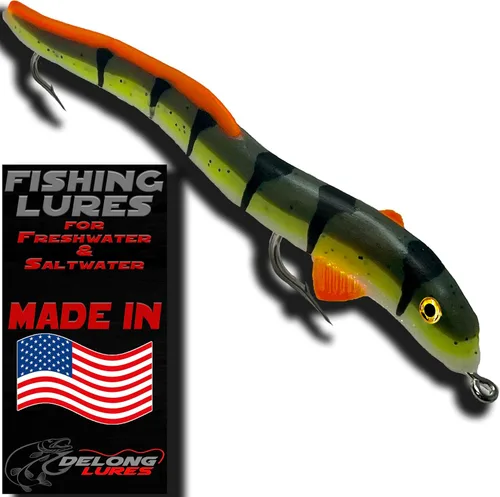 Miniatura 9 de Delong Lures Señuelos y cebos de pesca Jerk KILR EEL de 8 pulgadas, señuelos de pesca de agua salada y agua dulce, cebos para lubina de boca grande