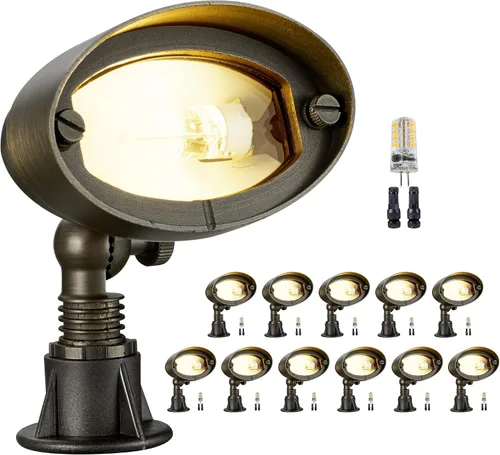 Miniatura 15 de Gardenreet Luz de Inundación de Bajo Voltaje para Exteriores - Luz LED de Lavado de Pared de Latón Sólido 12V, Paisajística de Cableado Fijo