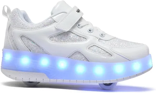 Miniatura 18 de Zapatos para niños con ruedas - 4 en 1 Zapatos con ruedas iluminados con luces LED recargables por USB para regalos de Navidad y escuela