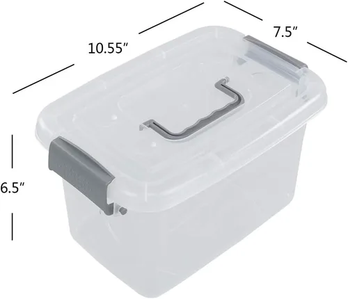 Miniatura 2 de Readsky Caja de plástico transparente de 5 L con tapas y asa, 6 paquetes