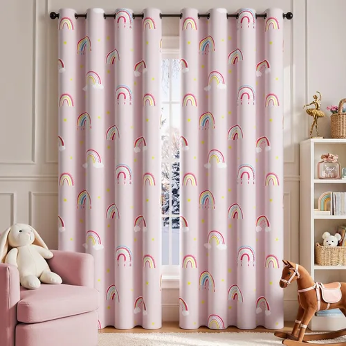 Miniatura 16 de jinchan Cortinas de Guardería 95% Blackout Rosa 63 Pulgadas de Largo Cortinas Florales para Habitación de Niñas, Cortinas de Estilo Granja para Sala
