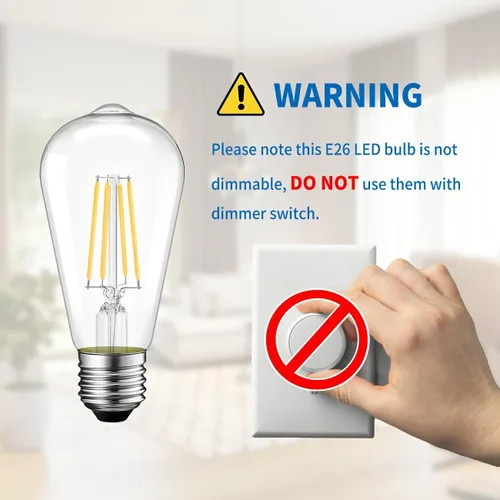 Miniatura 3 de ANWIO Bombillas LED Edison vintage, paquete de 3 unidades, 7 W, equivalente a 60 W, no regulables, ST58 2700 K, bombillas de filamento LED antiguo