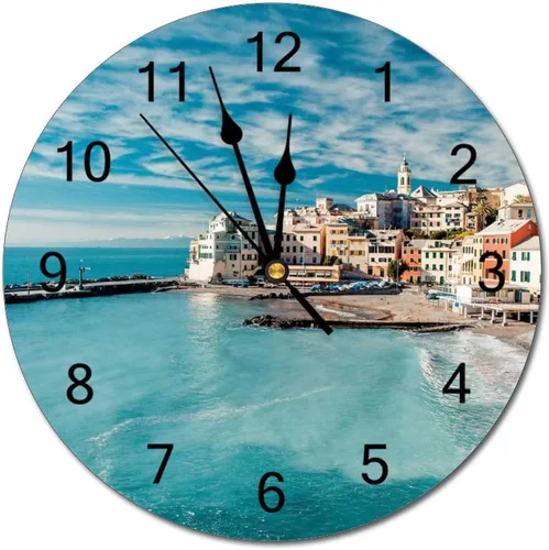 Miniatura 14 de Reloj de pared silencioso sin tictac de PVC, paisaje con hermosa puesta de sol en el campo C, funciona con pilas, 10 pulgadas (9.8 in), reloj