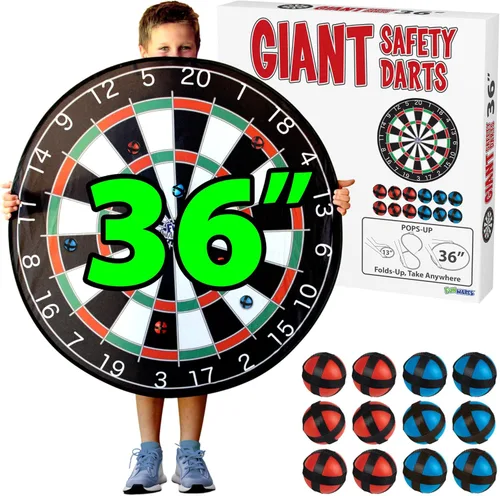 Funwares Tablero de dardos gigante de 36 pulgadas para adultos y niños, un 25% más grande que la competencia para la máxima diversión en interiores