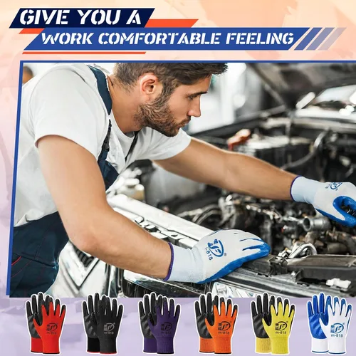 Miniatura 3 de Guantes de jardinería para hombres y mujeres, guantes de trabajo con revestimiento de goma transpirable para jardinería, 9.1 pulgadas