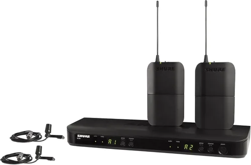 Shure BLX188/CVL Sistema de micrófono inalámbrico - Vida de batería de 14 horas, rango de 300 pies, UHF | Incluye (2) micrófonos Lavalier, receptor
