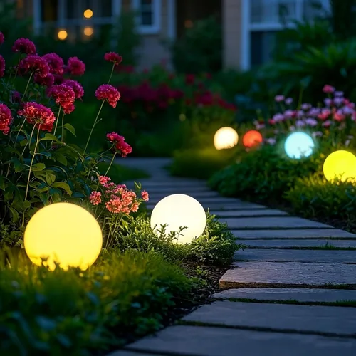 Miniatura 2 de Luz solar de globo brillante de 8 pulgadas, lámpara solar de bola de jardín de 16 colores cambiantes, luz de orbe brillante con control remoto