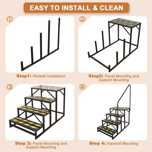 Miniatura 6 de escaleras de 4 pasos para RV, escaleras para tina de hidromasaje, escalera de spa exterior con pasamanos, escalera portátil económica de 5ª rueda