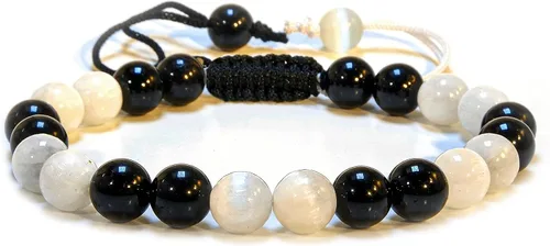 Miniatura 126 de Adjustable Crystal Bracelet – Gemstone Bead Bracelet with Adjustable Macrame String – Chic Gemstone Bracelet for Men and Women – 8mm Round Healing