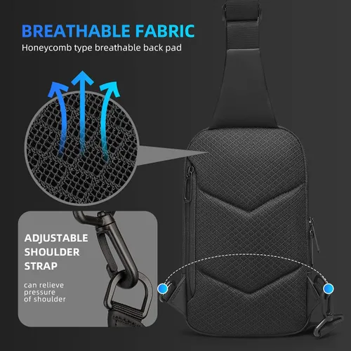 Miniatura 3 de Muzee Bolso bandolera para mujeres y hombres, mochila de viaje pequeña y ligera, bolsa de pecho con una correa para el pecho para senderismo