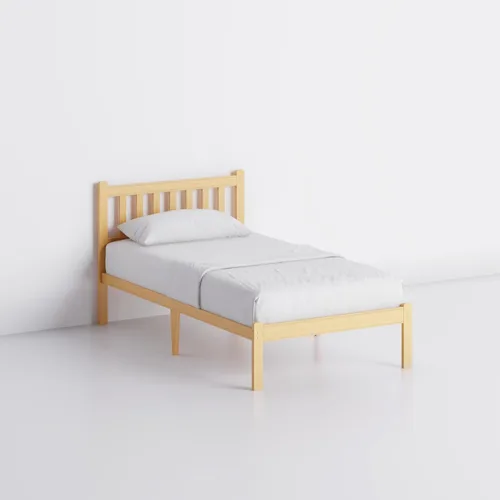 Miniatura 8 de Askeld Base de cama individual de madera con cabecero, plataforma de bambú sólido de 14 pulgadas de alto, no necesita somier, marco de cama