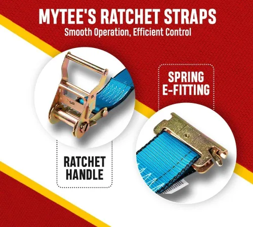 Miniatura 2 de Mytee Products Correas de Riel E de 2'' x 20' con Herrajes E de Resorte - Correas de Trinquete Azul Etrack con Resistencia de Rotura de Servicio