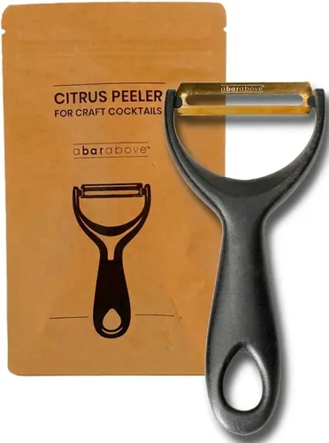 A Bar Above Pelador dorado de cítricos, pelador de frutas de acero inoxidable para adornos y giros de cóctel, herramienta de pelado de agarre cómodo