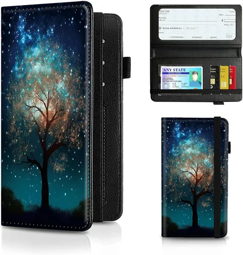 Miniatura 156 de Funda para chequera para hombres y mujeres, cartera de cuero RFID con ranuras para tarjetas de crédito, soporte de cheques duplicados personales