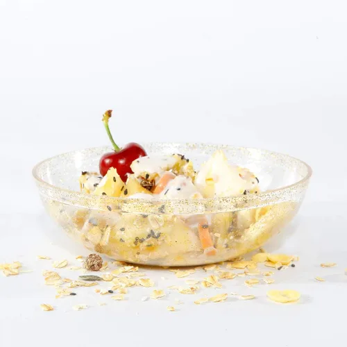 Miniatura 6 de bUCLA Paquete de 50 cuencos de plástico con purpurina dorada, cuencos desechables de 10 onzas para salsa/postre de cristal para bodas y fiestas