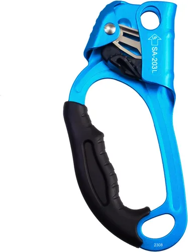 Ascensor de mano CE, equipo de engranaje de rapel de 308.6 lbs con mango de goma ergonómico para arbolista de árboles de escalada en roca,