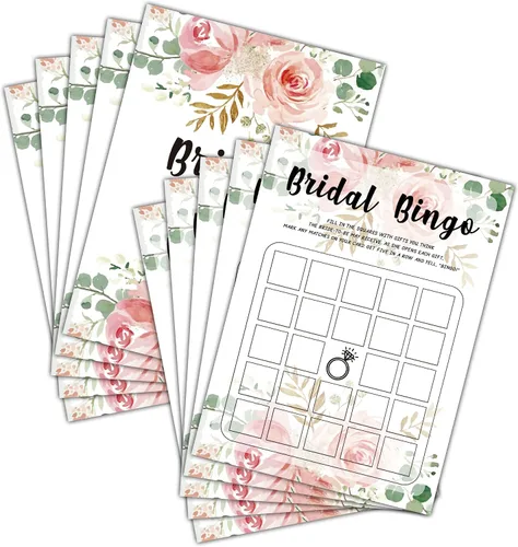 Miniatura 9 de Juego de despedida de soltera – What In Your Purse Tarjetas de fiesta para boda – Decoración floral de fiesta de boda – Suministros y actividades