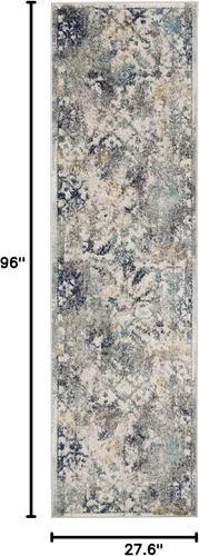 Miniatura 2 de SAFAVIEH Madison Collection - Alfombra de pasillo de 2 pies 3 pulgadas x 8 pies, color marfil y azul, diseño bohemio chic envejecido, no desprende