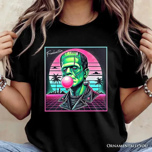 Miniatura 3 de Vaperwave Frankenstein - Camiseta de terror neón retro de los años 80 de Synthwave