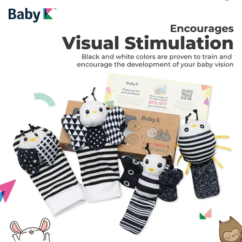 Miniatura 6 de BABY K Calcetines Sonajero para Bebé y Juguetes de Muñeca (Set E) – Juguetes para Recién Nacidos para Bebé Niño o Niña – Juguetes para el Desarrollo