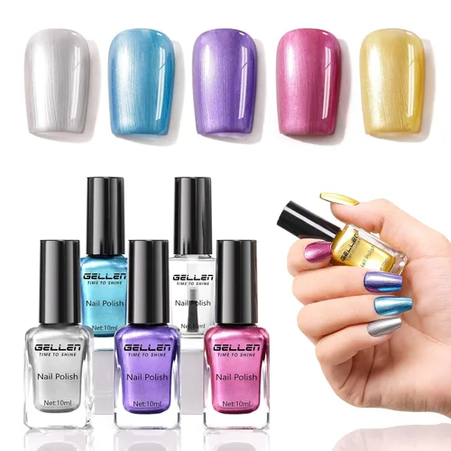 Miniatura 19 de GELLEN Juego de Esmalte de Uñas en 4 Colores Negro, Blanco, Gris & Base y Capa Superior, Esmalte de Uñas de Tendencia Otoño/Invierno Negro, Blanco