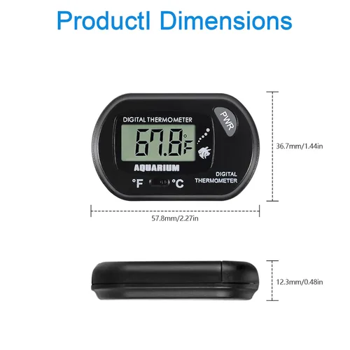 Miniatura 5 de Termómetro de acuario para acuario, termómetro digital LCD para tanque de peces con sonda de sensor resistente al agua y ventosa para incubadoras