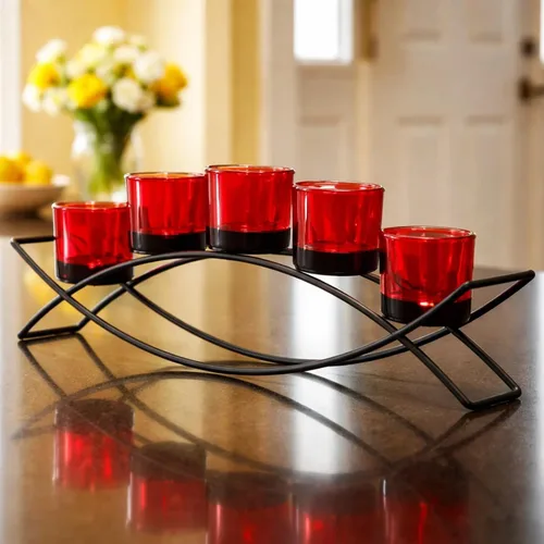 Miniatura 13 de Seraphic - Porta velas arqueado de hierro para centro de mesa Blanco