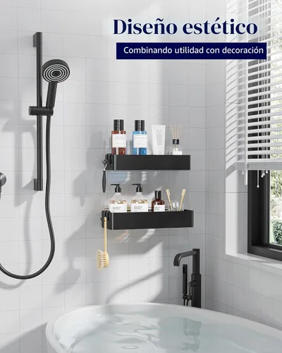 Miniatura 2 de Kitsure Organizador de ducha – Paquete de 2 organizadores de ducha adhesivos, estantes de metal inoxidables, organizadores de baño sin taladrar
