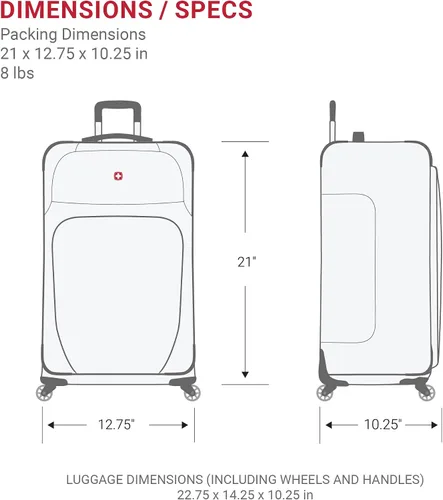 Miniatura 7 de SwissGear - Equipaje suave expandible Sion con ruedas, Negro