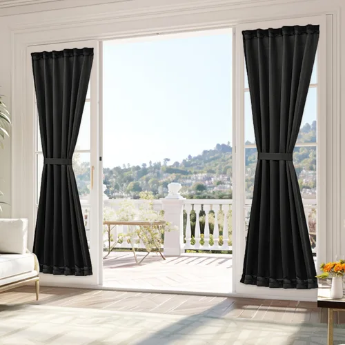 Miniatura 53 de Vatge - Cortinas autoadhesivas para puerta francesa, tratamiento de ventana con filtro de luz sin varillas ni perforaciones para puertas de cristal