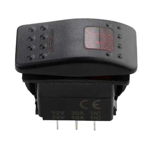 Miniatura 5 de Amarine Made Interruptor basculante impermeable de 12V 20 Amp On-Off-On 2 posiciones para barco marino DPDT 7 Pin con 2 lámparas LED (rojo)