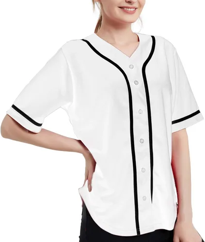 Miniatura 2 de TopTie Camiseta de béisbol para mujer, hipster, con botones