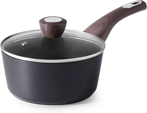 Miniatura 13 de SENSARTE - Cacerola antiadherente de cerámica con tapa, olla pequeña de 2.0 cuartos de galón, olla de cocina blanca con asa que no se calienta, olla