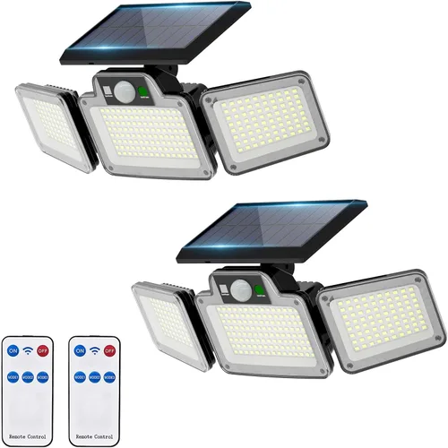 Miniatura 7 de JumJam 280 Reflectores LED Solares de Seguridad, Luces Solares para Exteriores con Sensor de Movimiento, Reflectores con Control Remoto