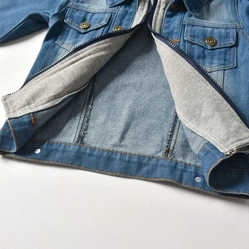 Miniatura 5 de IBAKOM Chaqueta de mezclilla para niña, chaqueta de mezclilla azul para niños, con botones, otoño e invierno, abrigo con capucha rasgada, ropa