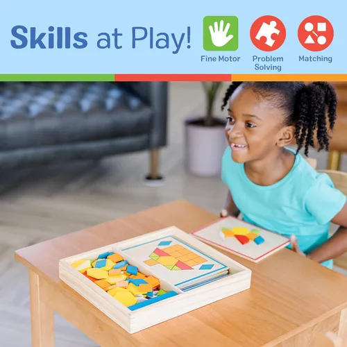 Miniatura 5 de Melissa & Doug, Juego clásico de bloques de patrones y pizarras, Estándar, Multi