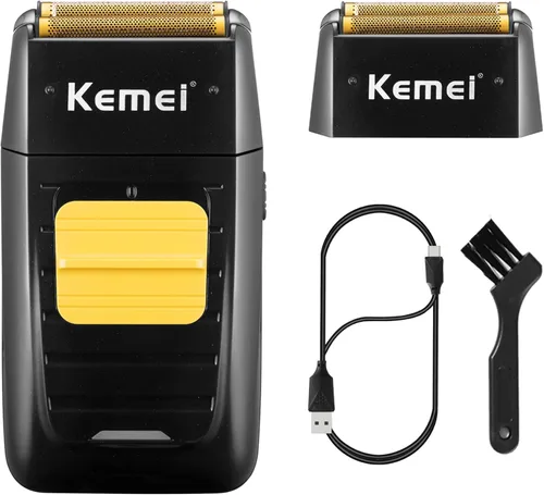 KEMEI Afeitadora eléctrica doble para hombres, afeitadora eléctrica profesional para hombres calvos, suministros de peluquería recargable inalámbrica