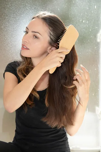 Miniatura 4 de Cepillo de pelo con cerdas de madera Longitud 10.25 pulgadas de ancho 3.5 pulgadas Cepillo de pelo grande con mango de madera natural ecológico
