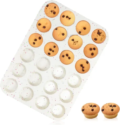 Miniatura 12 de CAKETIME Molde de silicona para magdalenas, molde para magdalenas de tamaño regular para hornear 12 cavidades, molde antiadherente de silicona
