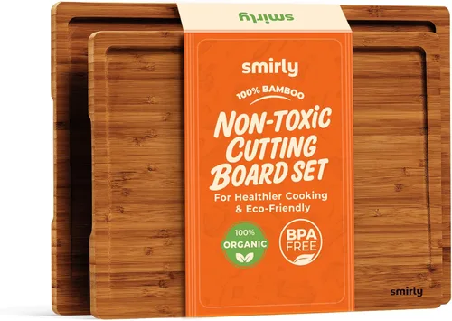 Miniatura 13 de SMIRLY - Tabla de corte grande de acacia para cocina: tabla de cortar de madera grande con ranura para jugos, tablas de cortar de madera para 15