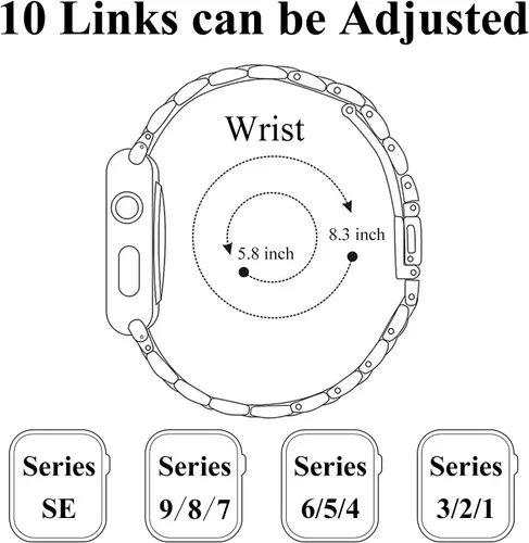 Miniatura 5 de Correa para Apple Watch de 1.496 pulgadas, 1.575 pulgadas, 1.614 pulgadas, 1.654 pulgadas, 1.732 pulgadas, 1.772 pulgadas, con cubierta facial