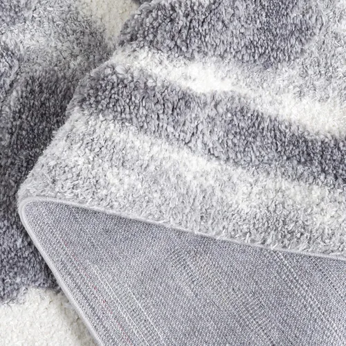 Miniatura 6 de SAFAVIEH Hi-Lo Shag Collection - Alfombra para pasillo, 2 pies 2 pulgadas x 8 pies, color gris y gris claro, diseño abstracto, no desprende pelusa